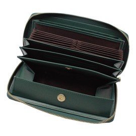 Lupilina Multi-functional Cowhide Leather Long Wallet, Women's, Popular, Large Capacity, Receipt, Neat, Genuine Leather, Zip Around Wallet, Box Shaped Coin Purse, green (moss green)