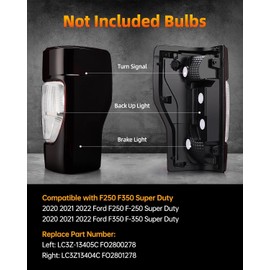 OKLPF Rear Brake Tail Lights Compatible With 2020 2021 2022 Ford F250 F350 F-250 F-350 Super Duty,Replacement LC3Z13405C,LC3Z13404C,Not Included Bulbs,Replacement Smoked Taillight Assembly