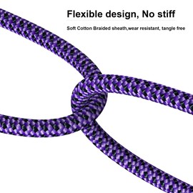 Veimeitk 3.5mm Aux to RCA Audio Cable Audiophile 24K Gold-Plated Pure Copper Shell Braided Hi Fi Stereo Y Cord for Smartphones MP3 Tablets Speakers HDTV Purple (3.5mm Bend to 2 RCA, 6.5FT/2m)