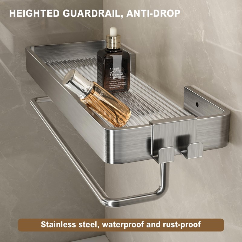 VOLPONE Stainless Steel Wall Mounted Bathroom Shelves - 2-Tier Floating