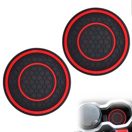 2PCS Car Coasters for Cup Holders 2.75 Inch Red Plastic Car Cup Holder Mat Car Cup Holder Insert Anti-dust Non-slip Rubber Coaster Mats Suitable for Most Car Interior Center Console Liner Accessories