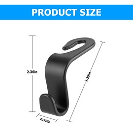 8sanlione Car Back Seat Headrest Hooks, 4PCS Vehicle Backseat Storage Organizer Hanger, Multifunctional Auto Headrest Hidden Hook Universal for Handbag Purse Backpacks Bags and Groceries (Black)