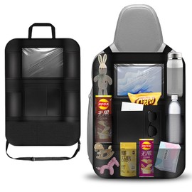 Resszo Car Back Seat Organizer for Kids, Kick Mats Back Seat Protector with 10 Inch Touch Screen Tablet Holder, 10 Pockets, Kids Toy Storage