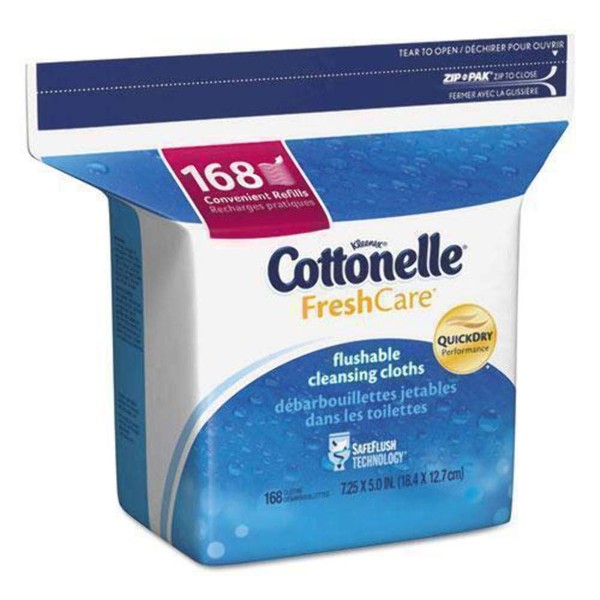 Cottonelle Fresh Care Flushable Moist Wipes Refill, 168ct