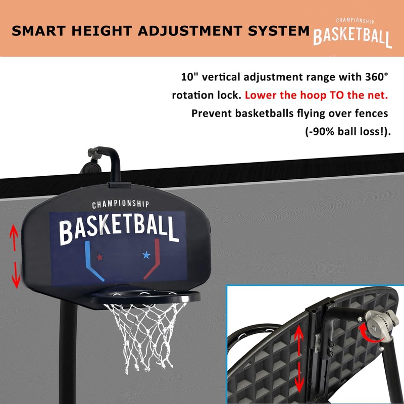 Universal Adjustable Trampoline Basketball Hoop Set, with 3 Mini Balls