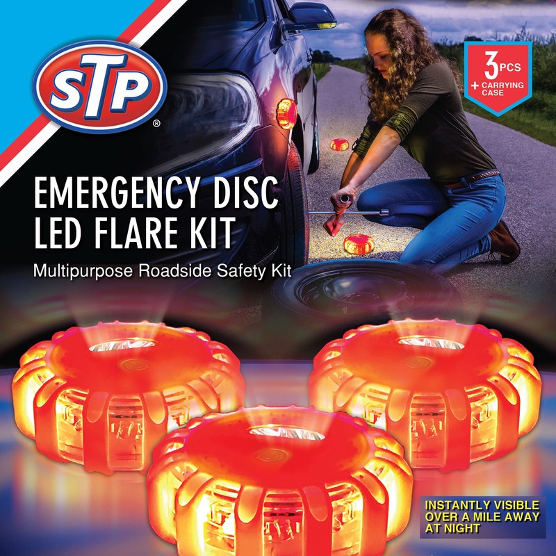 STP Emergency Auto LED Road Flare Discs, 8 Flash Modes/2
