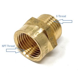 G Thread (Metric BSPP) Male to NPT Female Adapter - Lead-Free (1, 1/2" x 1/2")