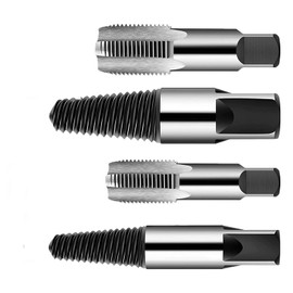 Eagles 4 Pcs Water Pipe Extractor, Carbon Steel 1/2" - 3/4" NPT Taps Set, Water Pipe Triangle Valve Repair Kit, Broken Pipe Remover Thread Repair Tool for Pipes Valve Faucet + Free Seal Tape
