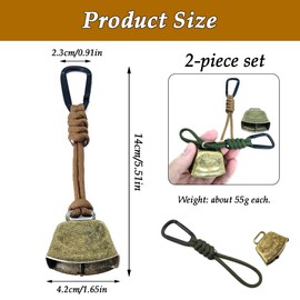CHENNAN Pack of 2 bear bells, anti-bear bells, metal vintage mini cowbell, bells on the backpack, versatile, compact and portable for outdoor hiking, backpack pendant, animal neck bath (B2)