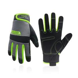 HANDLANDY Utility Work Gloves Mens & Women, Safety Mechanic Working Gloves Touch Screen, Flexible Breathable Yard Gloves (XL，Green)