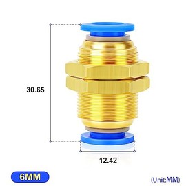 ERGAOBOY 5 Pcs 6MM Tube OD Straight with Deflector Plate Quick Insertion for Connecting Pneumatic Fittings