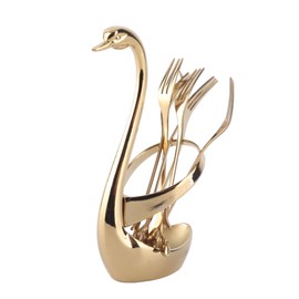 Tableware Mini Zinc Alloy Fruit Dessert Tasting Forks Spoon with Swan Base for Home KitchenGold Fork