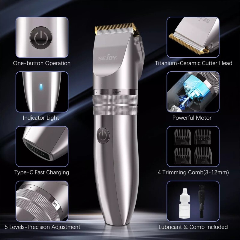 Sejoy Rechargeable Hair Clippers Cordless Trimmer Shaving Machine Cutting Barber