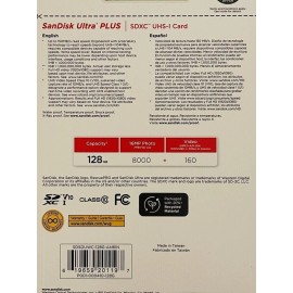 SanDisk - Ultra PLUS 128GB SDXC UHS-I Card Memory, Speed Up To 150MB/s V10 - New