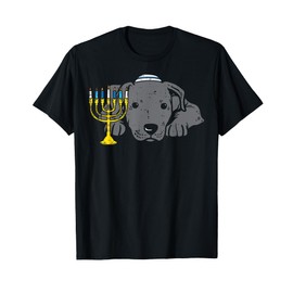 Jewish Pitbull Dog Menorah Hanukkah Pajamas Chanukah PJs T-Shirt