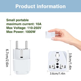 GZGXKJ Pack of 4 Travel Adapters, Universal Adapter, White Adapter, Travel Plug Adapter, USA Germany Plug, China Adapter for USA, Uk, Thailand, Switzerland, Italy