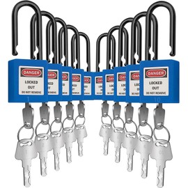 SAFBY Lockout Tagout Locks Loto Safety Padlock, Keyed Differently, OSHA Loto Safe Padlocks for Lock Out Tag Out Stations and Devices (Blue Number 1-10)