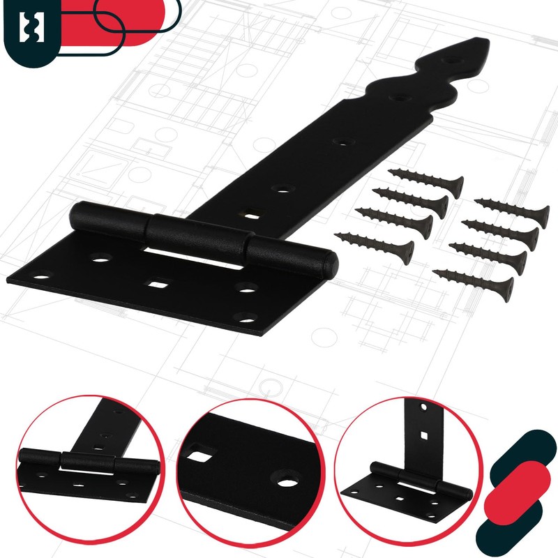 KOTARBAU® Cross Hinge T-Hinge Decorative Shutter Hinge Powder Coated Black