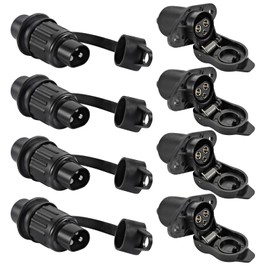 3 Pin Tractor Plug Socket 12 V, Pack of 4 Plug 3 Pin and 3 Pin Socket, Waterproof 3 Pin Trailer Plug According to DIN 9680, 3-Pin Plug Socket for Lorries, RVs, Cars, Tractors
