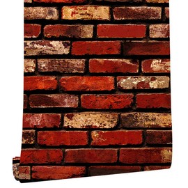 17.7”×197”Red Brick Wallpaper Peel and Stick Wallpaper Brick Self Adhesive Wallpaper Stick and Peel Brick Removable Wallpaper 3D Brick Wallpaper Red Brick Papel Tapiz Red Brick Wall Paper Backsplash