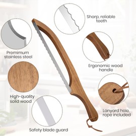 Femicgal Bread Knife for Homemade Bread Sourdough, Sourdough Knife for Slicing with Wide Stainless Steel Blade, 15.7" Serrated Slicer with Bow Design & Spare Blade