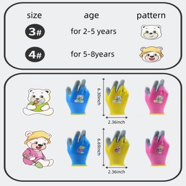 ANIS·KEAAR 3 Colors Kids Gardening Gloves, Breathable Latex,Kids Work Gloves for Planting, Climbing, Cycling,Gardening Tools. (2-5 Years)