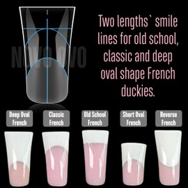 NOVO OVO Duck Nail Dual Forms for Poly Gel Toenail Extension, Reusable Full Cover Molds for French Tip Acrylic Duckies, Nail Art Design Molds for Manicure, for Salon & DIY at Home 240 Pcs 12 sizes