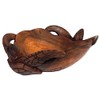 8" Hand Carved Wood Hawaiian Double Honu Sea Turtle Bowl