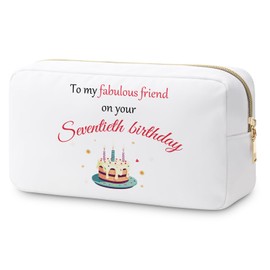 70th Birthday Gifts for Women Makeup Bag 70 Year Old Birthday Gifts for Mom Wife Auntie Grandma Best Friend Turning 70 Gifts Seventies Theme Birthday Party Cosmetic Bags 70th Anniversary Travel Pouch