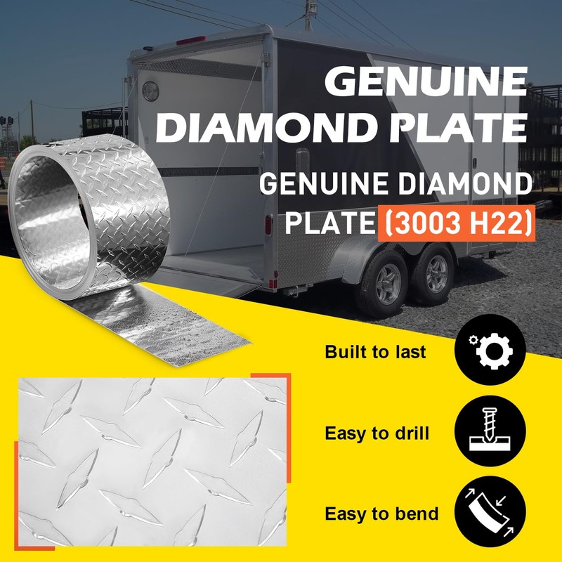 Diamond Plate Aluminum Sheet – 3003 H22, 17GA 0.045" Thick,