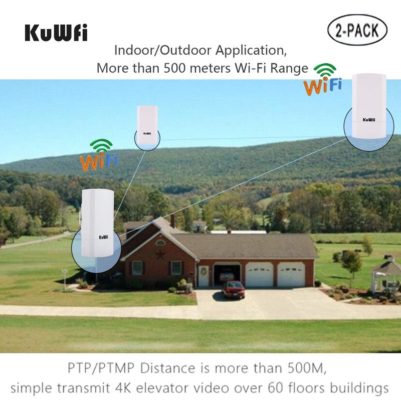 KuWFi 2-Pack 300Mbps Wireless Bridge, Outdoor CPE WiFi Kit Point