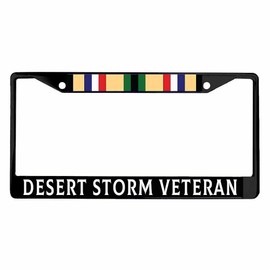 Desert Storm Veteran Black Finish License Plate Frame Graphic tag Holder Cover 12 x 6