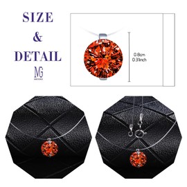 MICGIGI Women's 925 Sterling Silver Pendant Necklace 8 mm Zirconia Pendant Necklace Transparent Nylon Chain Choker, Cubic Zirconia Stone, Cubic Zirconia