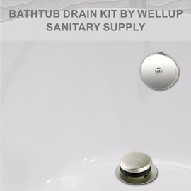 Wellup Brushed Bathtub Tub Drain Conversion Kit Assembly, Tub Drain and Overflow Trim Kit with Single Hole Overflow Faceplate, Brushed