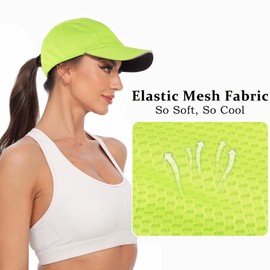 GADIEMKENSD Women's Race Day Running Cap Performance Mesh Hat Excellent Ventilation Lightweight Reflective Safety, Bright Green