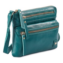 Wise Owl Accessories Small Crossbody Sling Bag Real Leather Purse for Women Crossover Trendy Shoulder Handbag (Emerald Green Nappa)