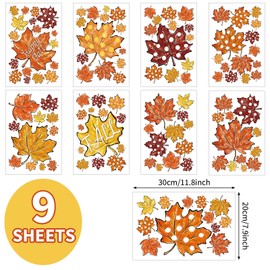 JarThenaAMCS Fall Wall Stickers Maple Leaves Oil Painting Wall Decals Autumn Room Mural Stickers for Thanksgiving Home School Office Party Decor, 7.9 x 11.8 Inch, 9 Sheets