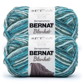 Bernat Blanket BB Stormy Ocean Yarn - 2 Pack of 300g/10.5 oz - 100% Polyester - #6 Super Bulky - 220 Yards - Knitting/Crochet