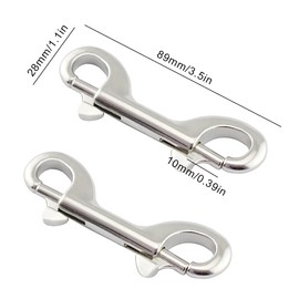 Xihuimay Pack of 4 Double Ended Bolt Snap Hook 3.5" Zinc Alloy Spring Hook Nickel Plated Metal Clips Trigger Chain Clips Multipurpose Hardware Buckle for Horse Tack Dog Leash Garage Use, Silver