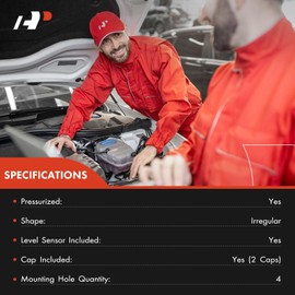 A-Premium Heavy Duty Pressurized Engine Coolant Overflow Recovery Reservoir Tank [with Cap & Sensor] Compatible with Kenworth T680, T880, 2017 2018 2019 2020 2021, Front