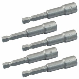 Aracombie 5Pcs Nut Driver Bit, 8mm / 5/16 Inch Quick-Change Nut Setter Bit Set, 1/4 Hex Shank, Socket Adapter Hex Nut Driver Set, 65mm Length