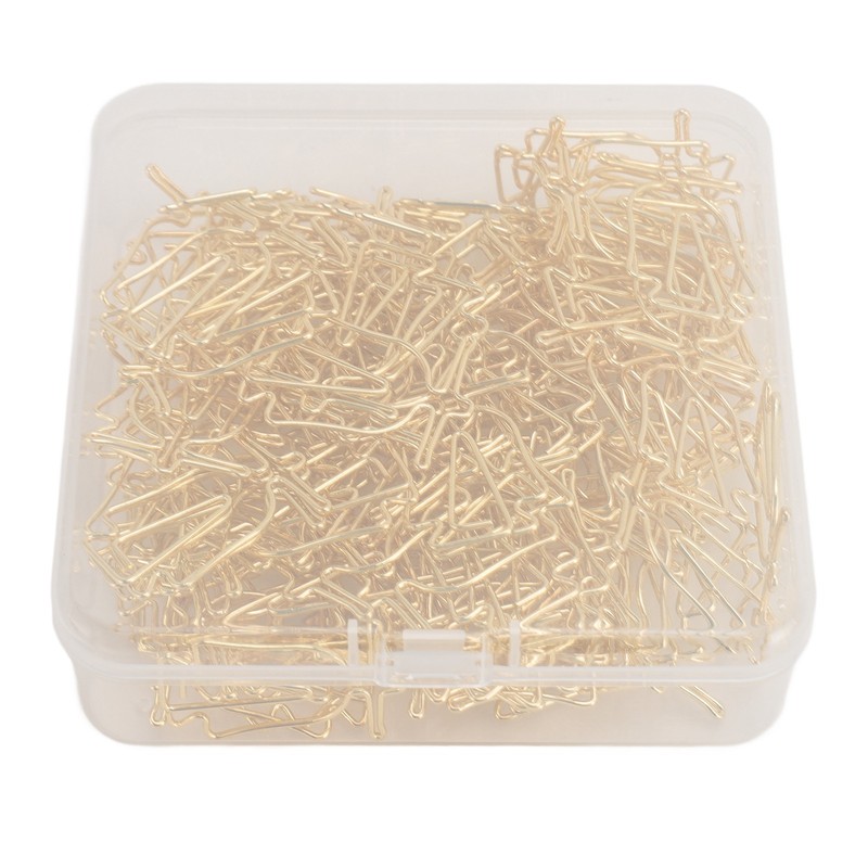 100Pcs Gold Paper Clips Cute Shape Stainless Steel Multifunction Metal