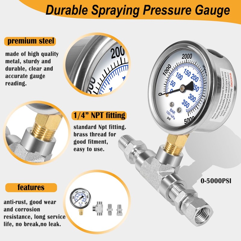 730-397 Spraying Pressure Gauge Assembly 1/4" NPT Threads Fit for