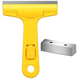 Ditran Razor Blade Scraper - 4" T Shape Scraper Tool with 10 Extra Replacement Razor Blades, Razor Scraper Tool for Glass, Cleaning Paint, Labels, Stickers, Decal from Window, Tile, Stove Top, Floor