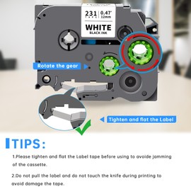 UniPlus 15x Compatible Tze-231 for Brother P-touch tapes 12 mm TZe231 Tz231 Tzc231 Laminated Label Tape Black on White for P-Touch PT-H100lb PT-H105 PT-D210 PT-E110 PT-H100r PT-H108 PT-1010 PT-100 00