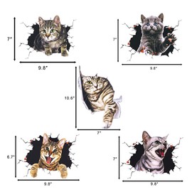 ELANE Car Sticker Set Includes 5 3D Simulation Cute Cat Scratches to Cover The Body Sticker