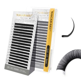 NAGARAKU Eyelash Extension Classic Individual 1:1 Eyelash Volume Individual Eyelashes Natural Semi Permanent Soft Eyelash Accessories Matte Black Single Lash Extension 16 Rows 0.07 mm LC Curl 9 mm