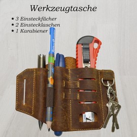 flevado Unisex Tool Bag, Work Bag, Organiser, Belt Bag, Cosmetic Bag, Full Leather in 3 Designs (Brown Suede), Brown Suede