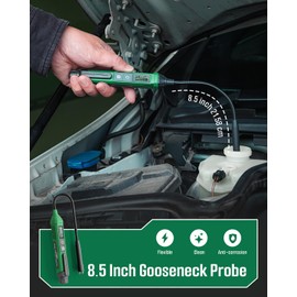 TESMEN TBF-200 Brake Fluid Tester with 8.5-Inch Corrosion Resistance Gooseneck Probe, High-Precision Brake Fluid Tester Pen with Data Hold, 3 Colors Backlight Alarm for DOT3, DOT4, DOT5.1-Green