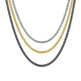 Eigso 7MM Mens Cuban Chain Necklaces Unisex Vintage Fashion 23" Stainless Steel Link Chains Necklace for Man Woman